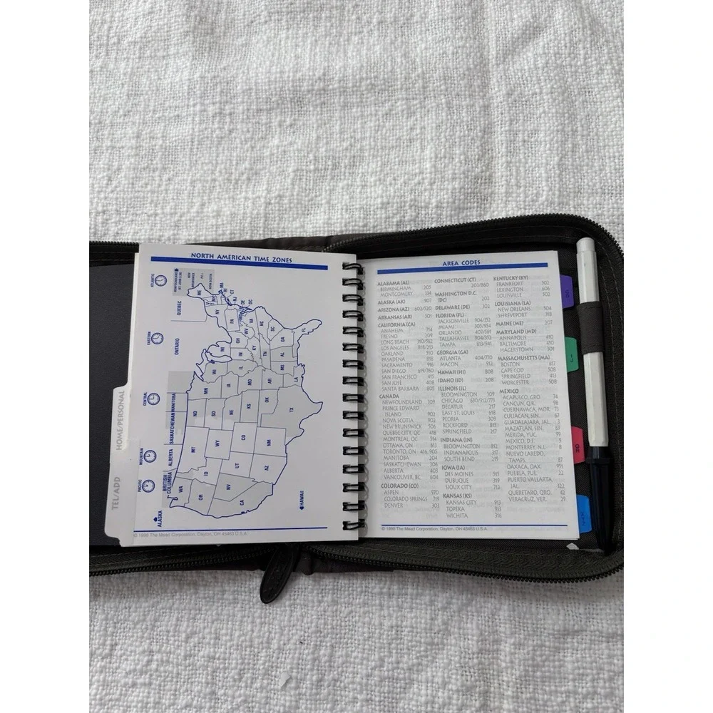 Vintage Mead Five Star Mini Fat Little Day Planner 1996‎ Olive Green EUC!